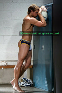 GREETING CARD / Clayton football player in jockstrap