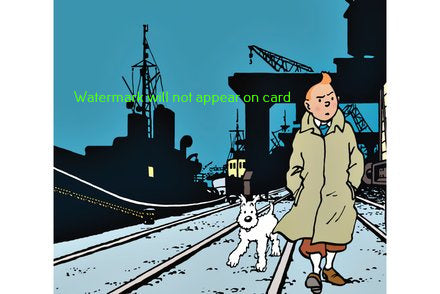 POSTCARD / Tintin / Port at Night / Hergé