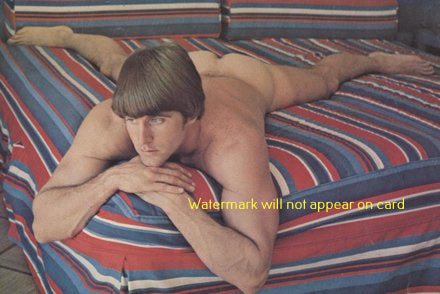 POSTCARD / Pat Helm nude on bed, 1971