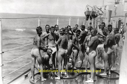 POSTCARD / Sailors shower on deck