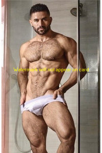 POSTCARD / Ezekiel in white underwear in shower