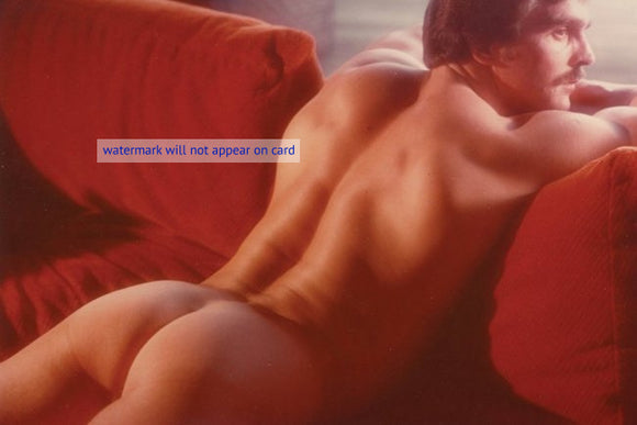 POSTCARD / Karl Mann nude buttocks on red sofa