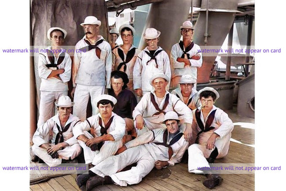 POSTCARD / Group of sailors, 1896