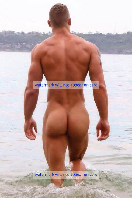 POSTCARD / Nude man in lake with beautiful butt