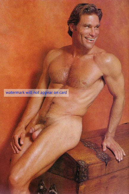 POSTCARD / Mark Hampton nude sitting on chest