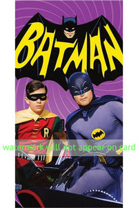 POSTCARD / BATMAN / Adam West + Burt Ward / On purple