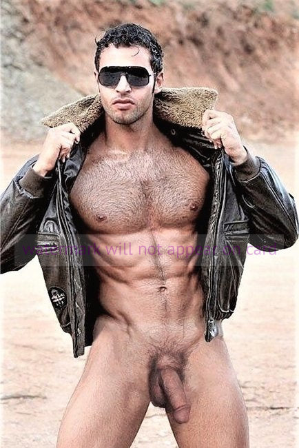 POSTCARD / Robin nude with leather jacket