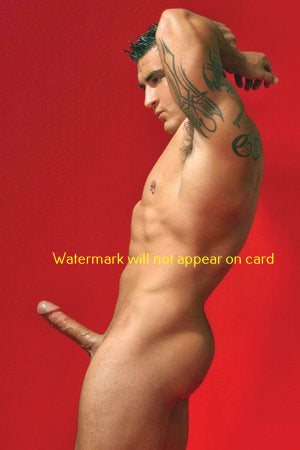 POSTCARD / Hank nude on red