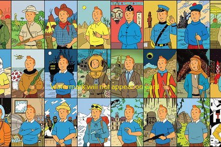 POSTCARD / Tintin / The many faces of Tintin / Hergé