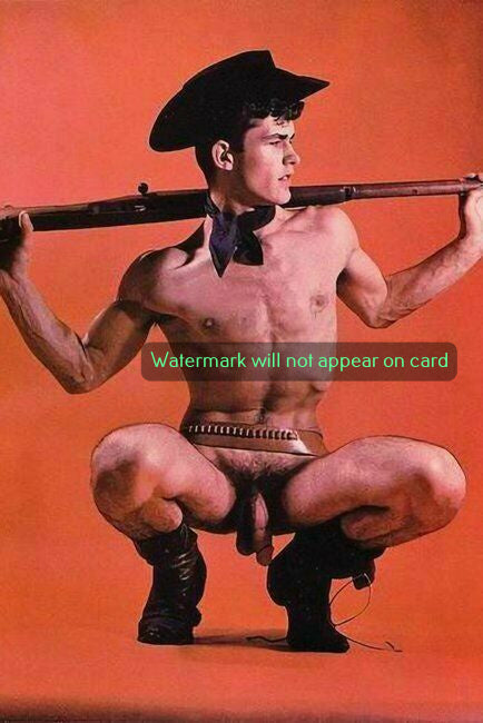 POSTCARD / Cowboy nude with riffle