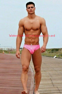 POSTCARD / Sexy in pink speedos