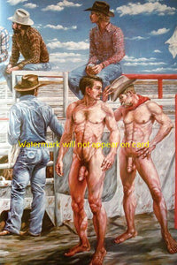 POSTCARD / Cowboys nude at rodeo