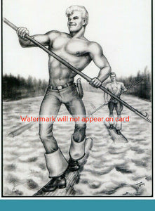 GREETING CARD / Tom of Finland / Lumberjacks on river