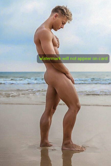 POSTCARD / Lars nude on ocean shore