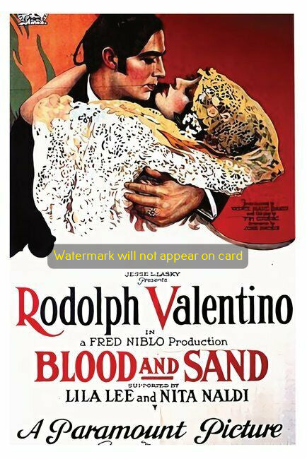 POSTCARD / Rudolph Valentino + Nita Naldi + Lila Lee / Blood and Sand, 1922