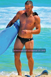 POSTCARD / Surfer in tight speedos