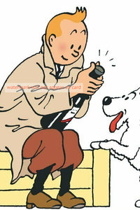 POSTCARD / Tintin with champagne bottle