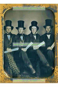 POSTCARD / Four gentlemen with top hats / 19th century