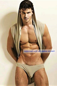 POSTCARD / Arnie in beige underwear + hoodie