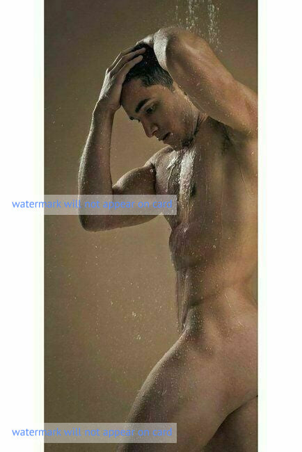 POSTCARD / Nude man under shower