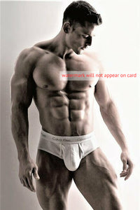 POSTCARD / Wrestler Jessie Godderz in white briefs