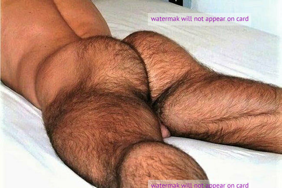 POSTCARD / Nude man with hairy buttocks + legs