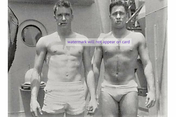 POSTCARD / Two shirtless sailors in underwear