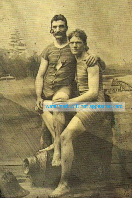 POSTCARD / Two male swimmers / 19th century