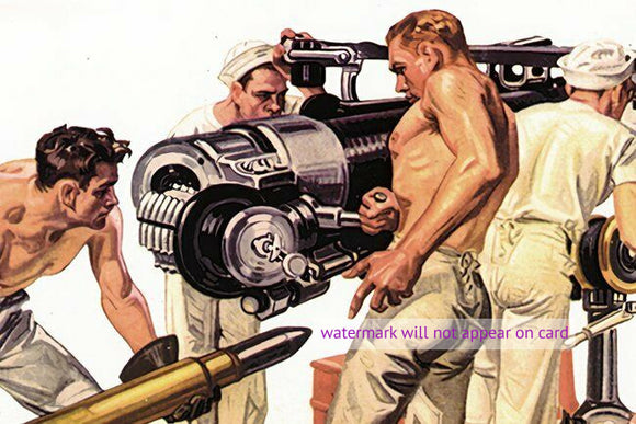 POSTCARD / LEYENDECKER Joseph /  Navy sailors with gun, 1918