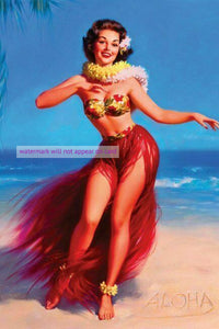 POSTCARD / Pin-up / Glenda, Aloha