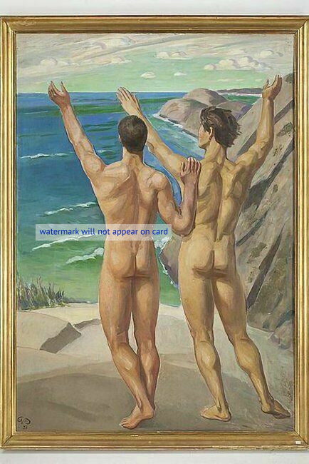 POSTCARD / PAULI Georg / Two nude male bathers, 1933