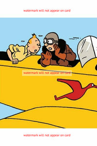 POSTCARD / Tintin on yellow plane