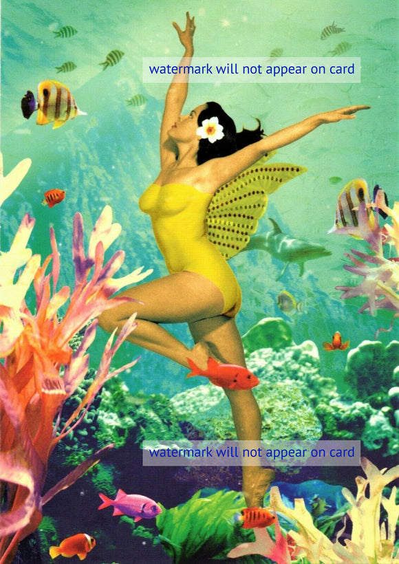 POSTCARD / Underwater woman in yellow swimsuit / HERNN, Max