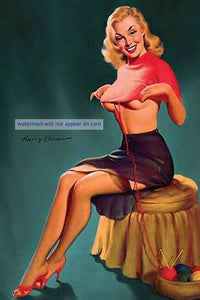 POSTCARD / Pin-up / Amanda Knitting / Harry Ekman