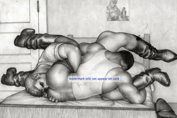 POSTCARD / Tom of Finland / Two boot men on bed
