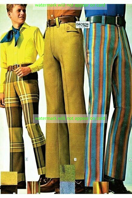 POSTCARD / Selection of men's pants, 1970's