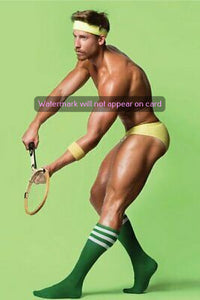 POSTCARD / Tennis player in socks and underwear