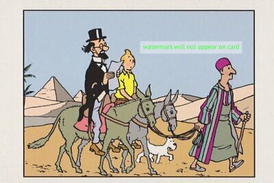 POSTCARD / Tintin in Egypt with pyramids, 1955 / Hergé