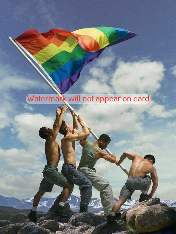 GREETING CARD / Raising the Gay Flag